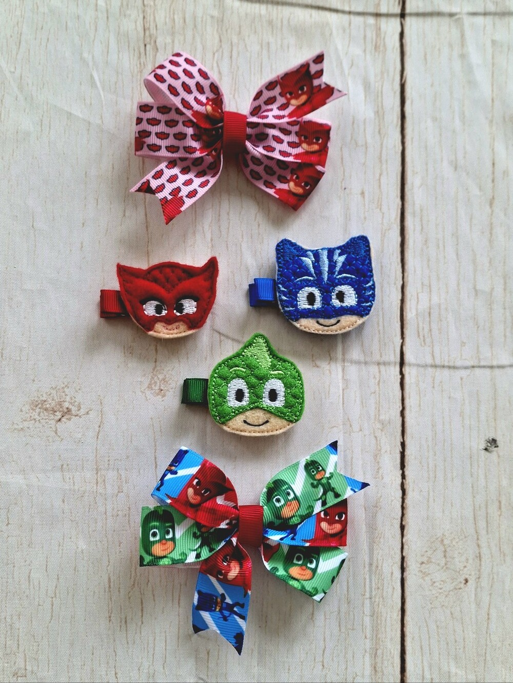 PJ Masks Hair Clips Bundle NEW Handmade Girls Hair Bows Accessories